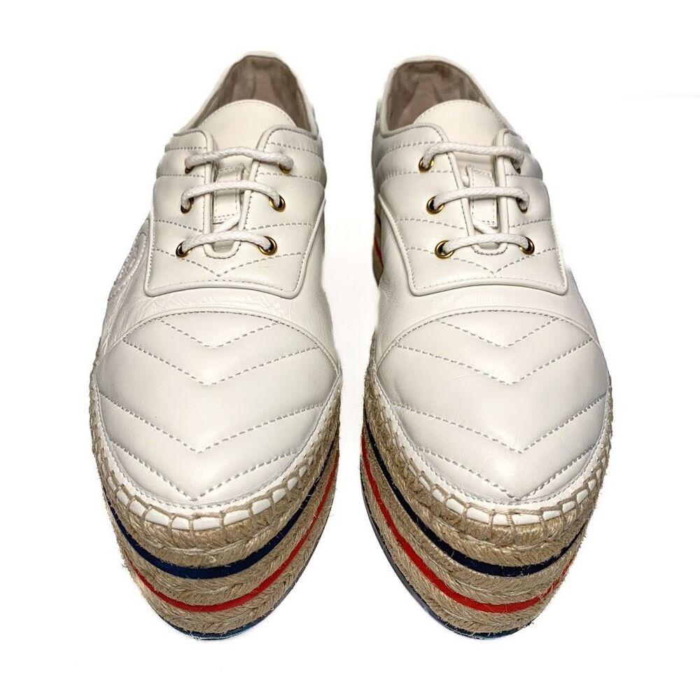 Gucci White Espadrilles with Multicolor Stripes - Picture 3 of 12